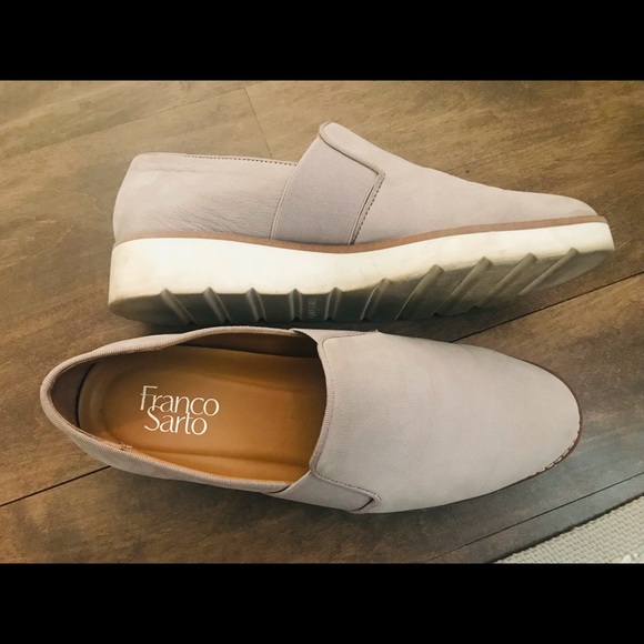 Franco Sarto light Grey Leather wedge Loafers - Picture 4 of 7